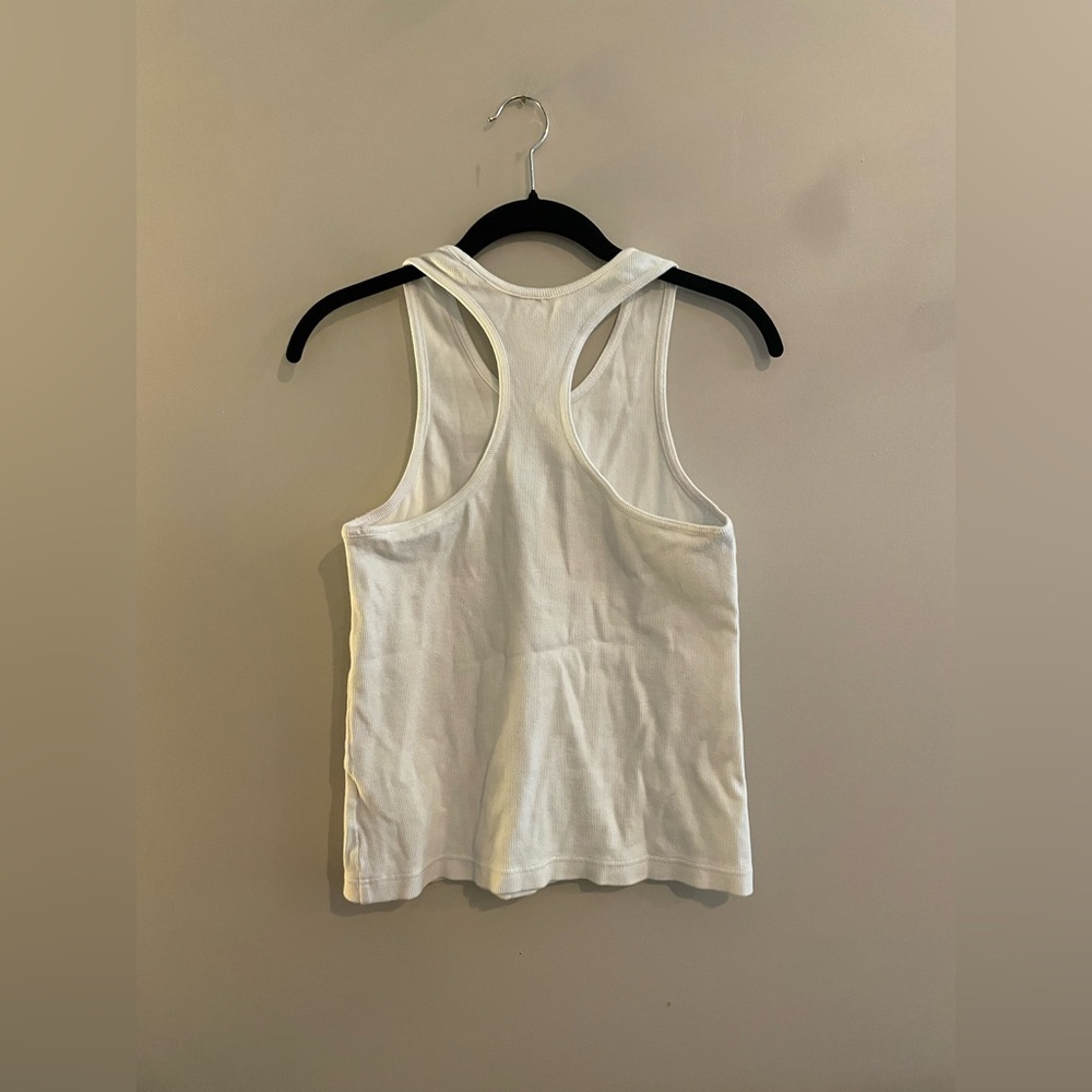 White Adidas Racerback Tank with Black Embroidered Logo - Picture 4 of 4